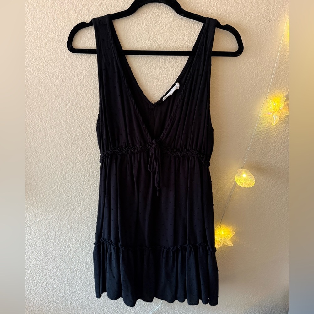 Lulu's Black V-Neck babydoll mini Dress